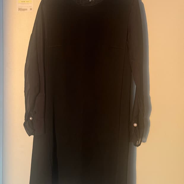 한섬 마인 리틀 블랙드레스 소매 실크 시스루