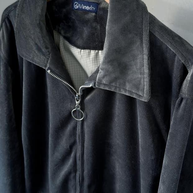 Velour fabric zip single jacket