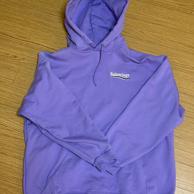 발렌시아가 웨이브 로고 후드티 XL