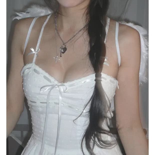 엔젤넘버555 snow back strap dress