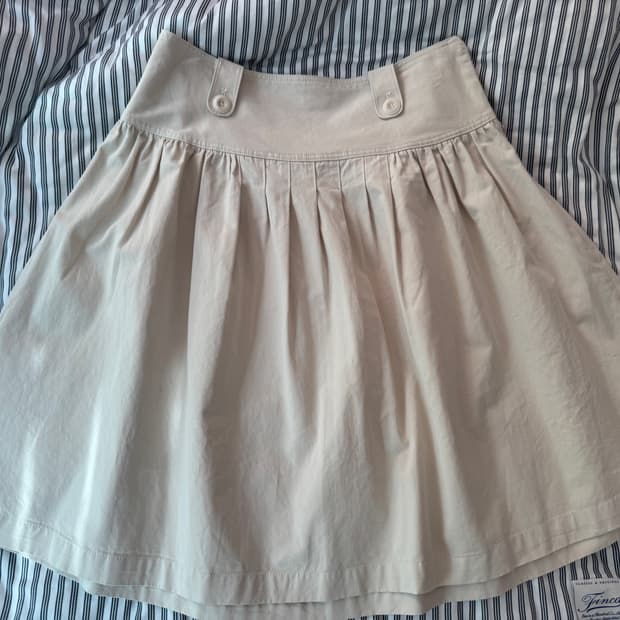 오헤시오 플리티드 코튼 미디스커트