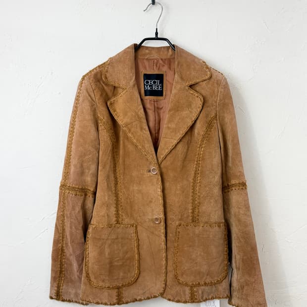 CECIL McBEE 크로셰 레더 자켓