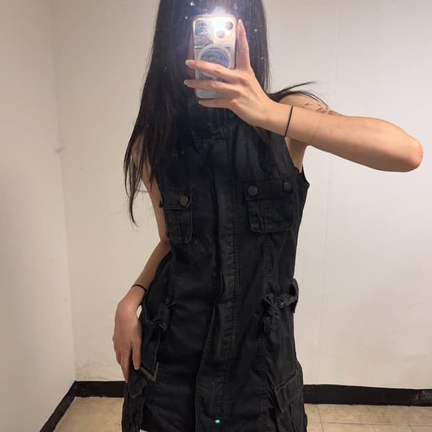 00‘s grunge utility zip-up dress