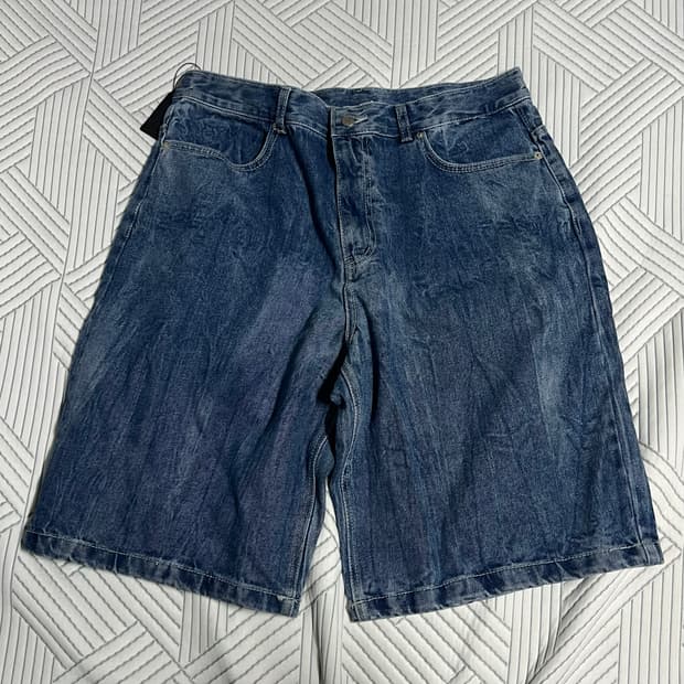 애즈카톤 데님반바지 XXL 데님 청바지 팬츠 빈티지 워싱