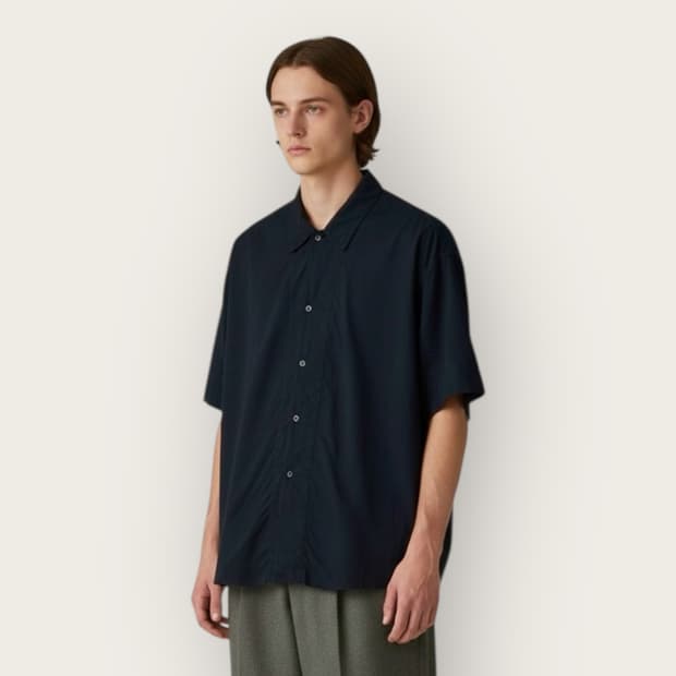 100~105/ 르메르 컨버터블 Seam 오버사이즈 실크 셔츠