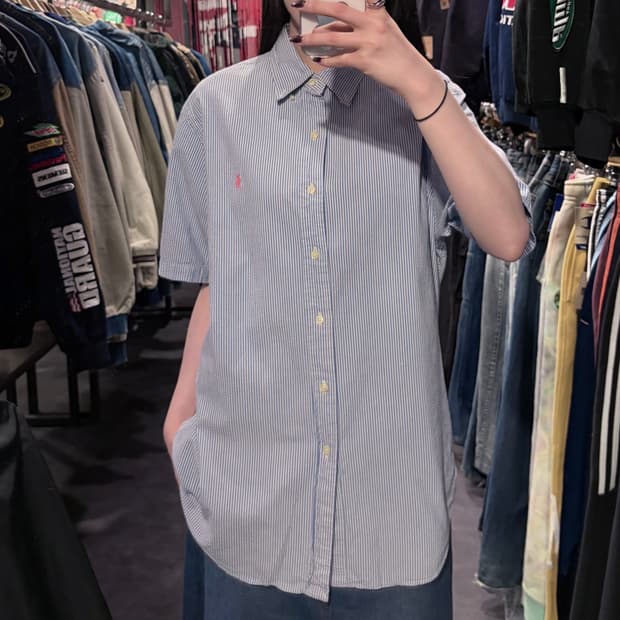 [IM] 폴로랄프로렌 시어서커 반팔 셔츠 블루 스트라이프