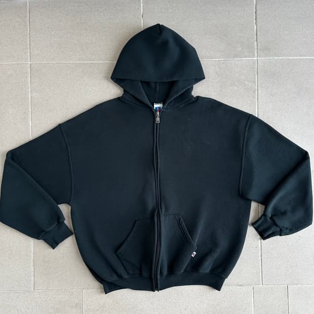 90s 빈티지 러셀 후드집업 다크그린 XL