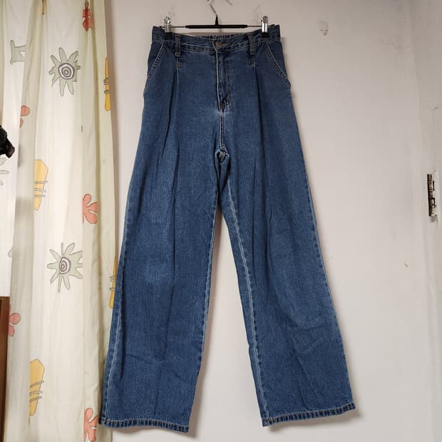 통넓은 뒷밴딩 여성 청바지 S