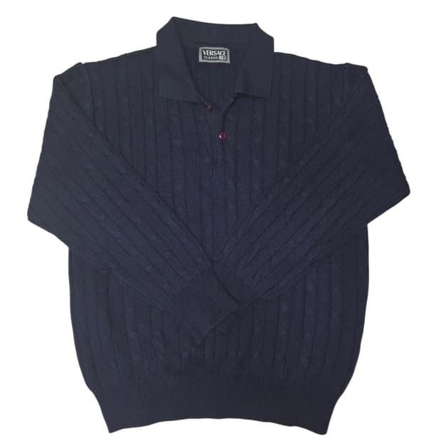 베르사체 클래식 V2 케이블 폴로 니트