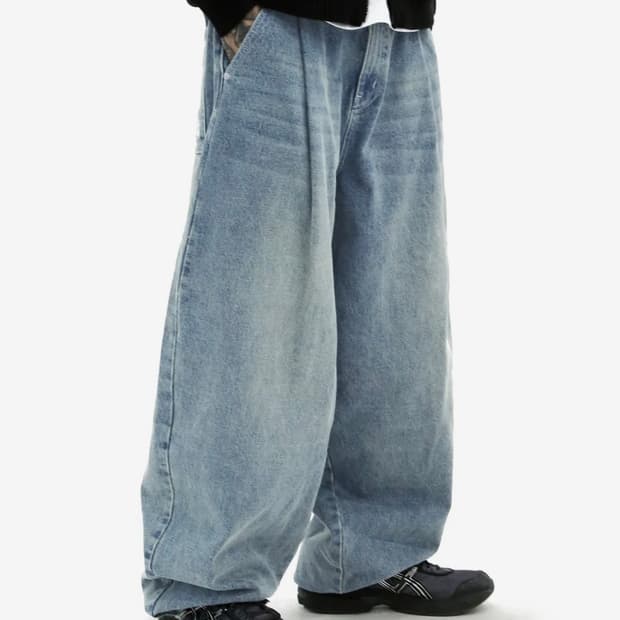 엑스톤즈 XP172 빅 와이드 벌룬 데님 팬츠 (BLUE) S