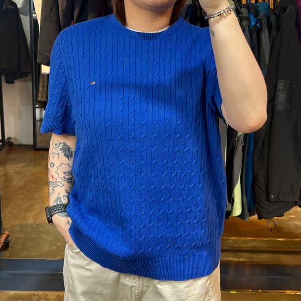 타미힐피거 케이블 니트 반팔