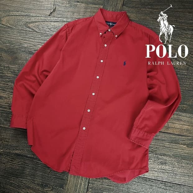 [폴로 랄프로렌] 포니 로고 자수 빈티지 루즈핏 셔츠 레드 M19776
