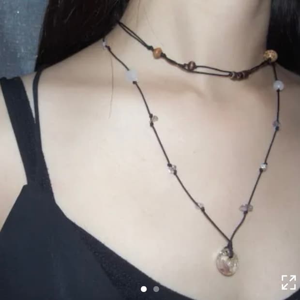 유니크 투명 압화 원석 목걸이