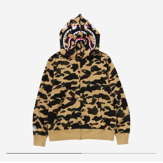 베이프퍼스트카모 샤크 풀 집 더블후드 옐로우판매