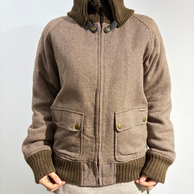 일본 빈티지 billabong 락펑크 니트 카라 봄버자켓 