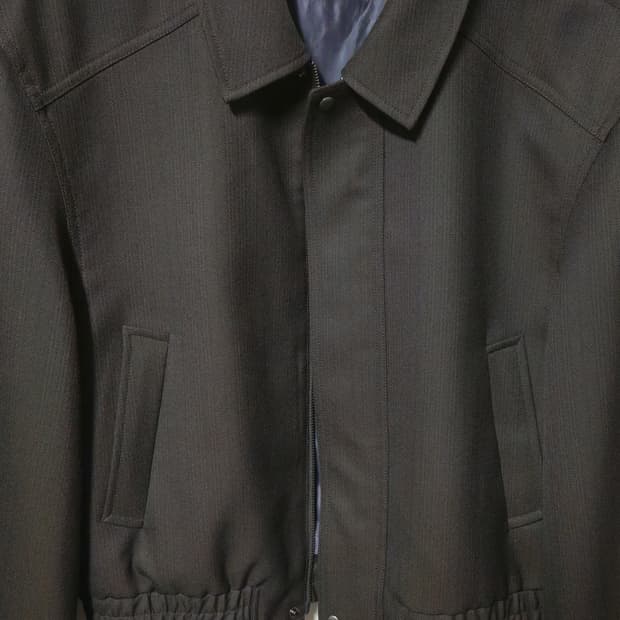 [48] 엘무드 마티오 울 스트라이프 블루종 자켓 브라운