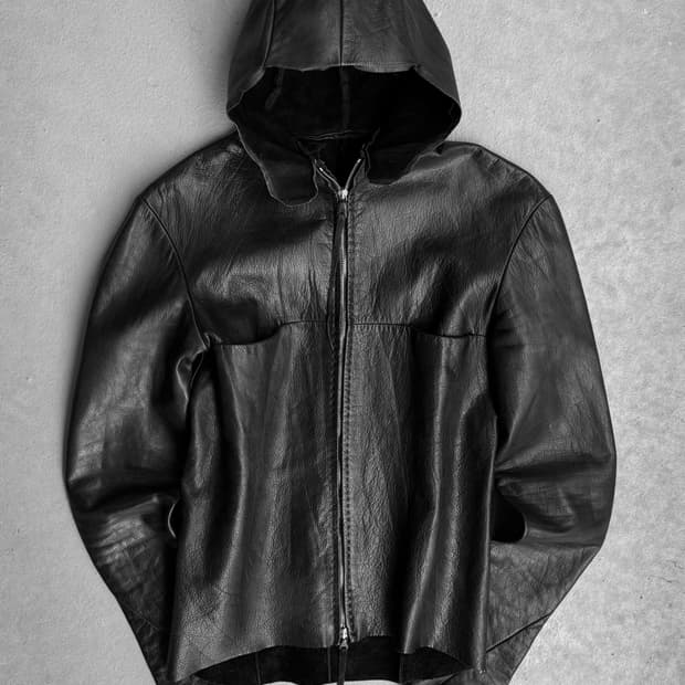 Bison Leather Hooded Aviator Jacket
