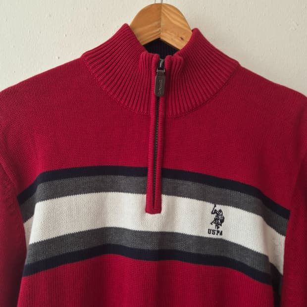 US POLO ASSN 남성 반집업니트 L100사이즈