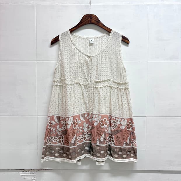 pyumosso 에스닉 히피 캉캉 블라우스 슬리브리스  JPN