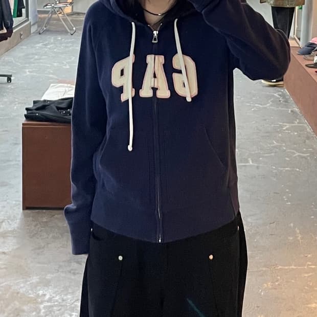 갭 네이비 핑크 후드집업 H1637