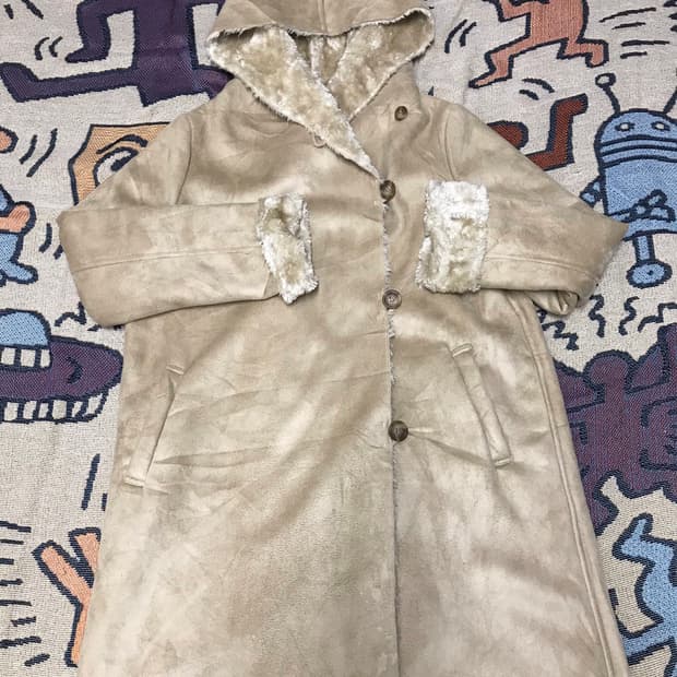 일본빈티지 모리걸 베이지  털 코트 