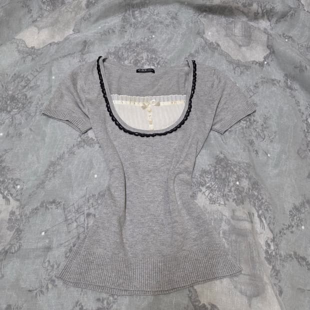 빈티지 공겜여주 리본 니트 로걀탑 리즈리사깔