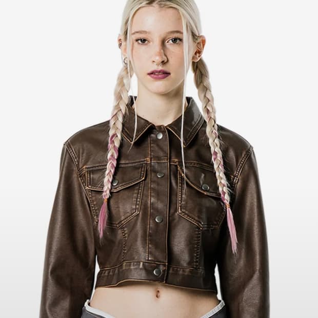 러닝하이 워시드 레더 자켓