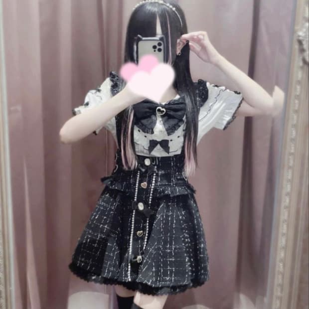 리즈리사 트위드 서스펜더 스카판 블랙 양산형 지뢰계