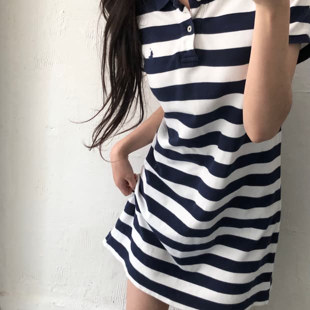Polo 폴로 랄프로렌 신형 네이비 컬러 단가라 PK 원피스