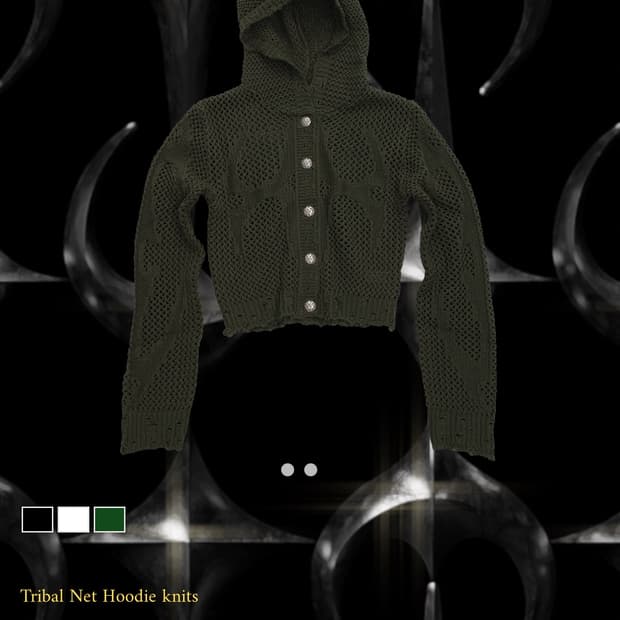떠그클럽 net hoodie 니트 카키