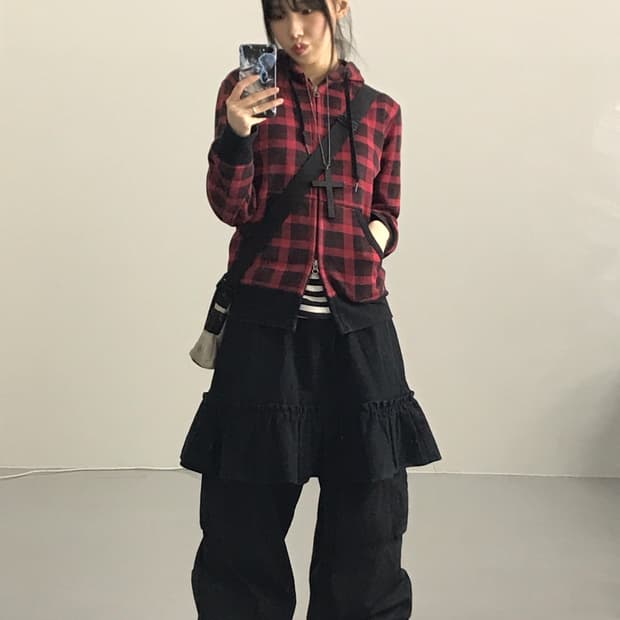 Uniqlo Checked Zip Up Hoodies