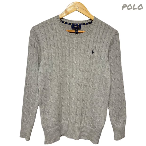 3765 폴로 랄프로렌 그레이 꽈베기 케이블 니트