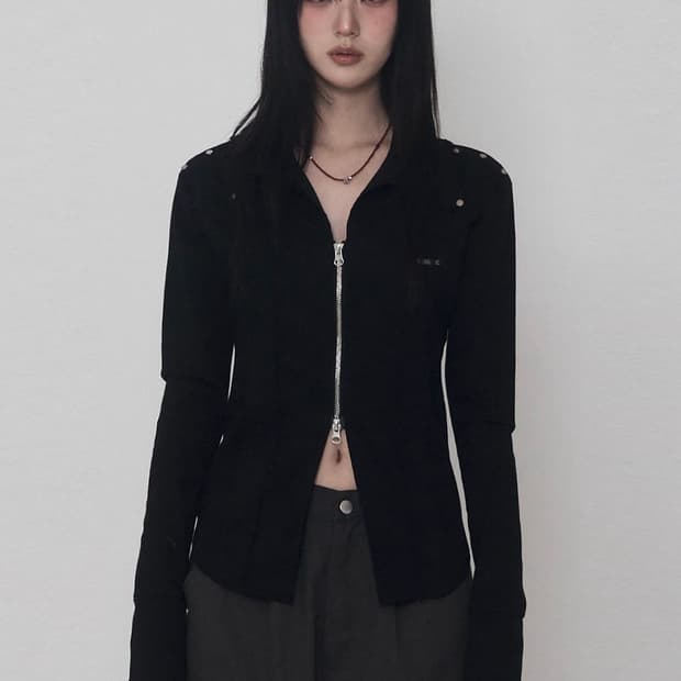 에트오소메 데미지 아일렛 코르셋 자켓 블랙