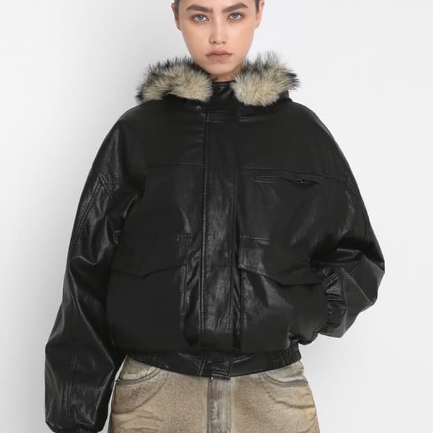 샌드릭 퍼 자켓 라이트옐로우