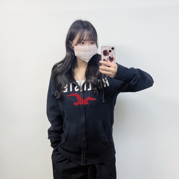홀리스터 스펠 로고 후드집업 네이비