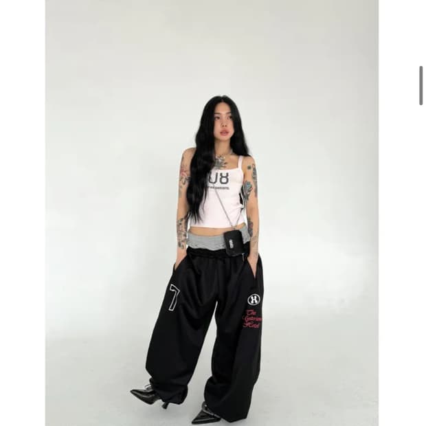 미스테리어스호텔 LAYERED JERSEY PT 블랙