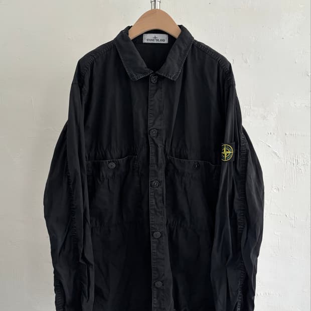 Stone Island 스톤아일랜드 와펜 올드이펙트 블랙 셔츠 자켓