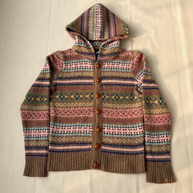 빔즈 보이 페어아일 니트 후드 자켓