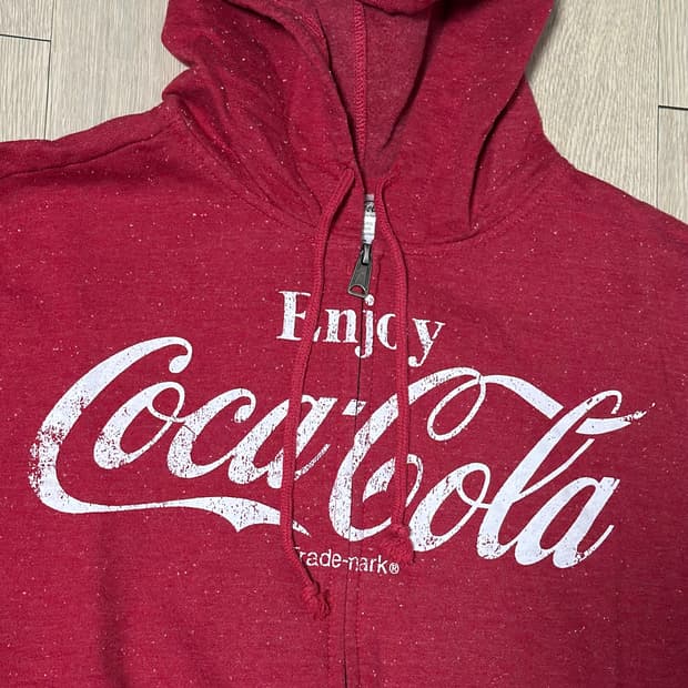 빈티지 코카콜라 오피셜 후드 집업 레드 L