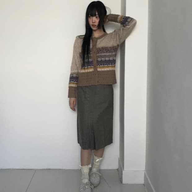 (Vintage)Classic check pleats skirt