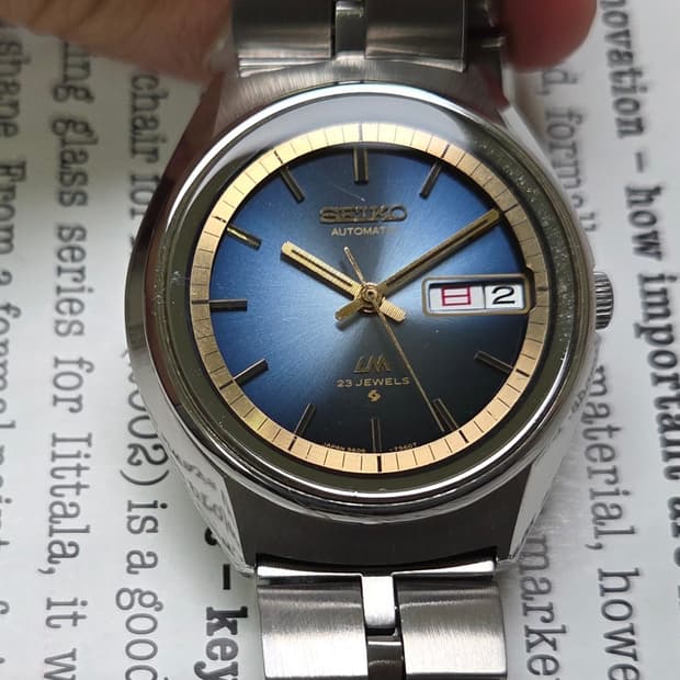 레어] 빈티지 세이코 LM로드매틱 순정 블루그라데이션 한자 데이데이트