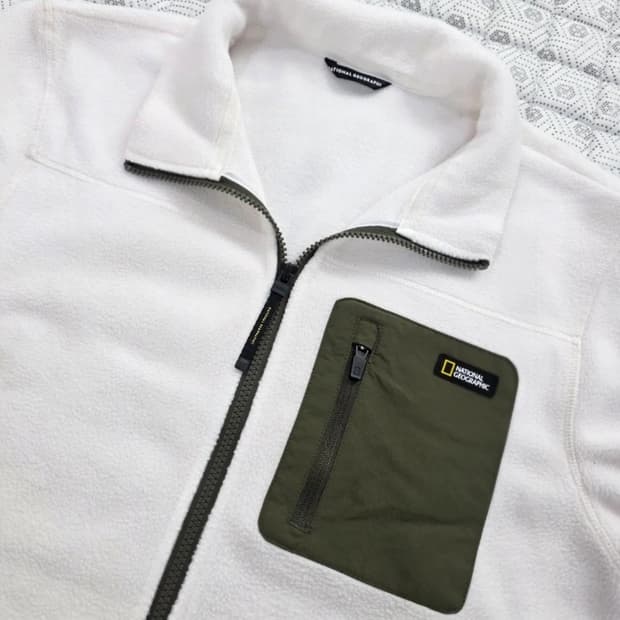 내셔널지오그래픽 흰색 플리스 후리스 100