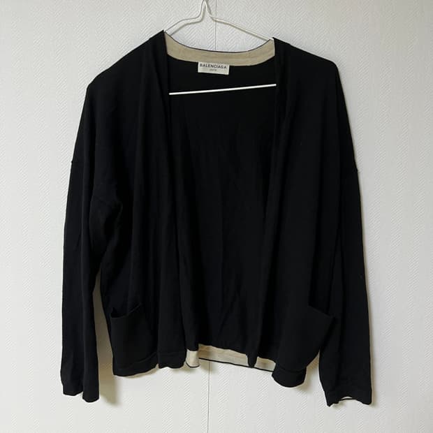 발렌시아가 블랙 니트 울 캐시미어 가디건 36