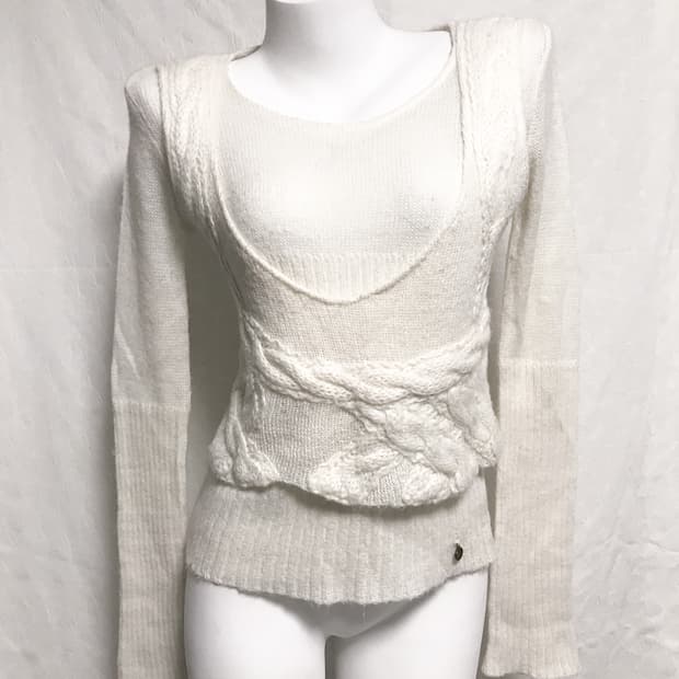 빈티지 아카이브 레이어드 모헤어 니트 롱슬리브 탑