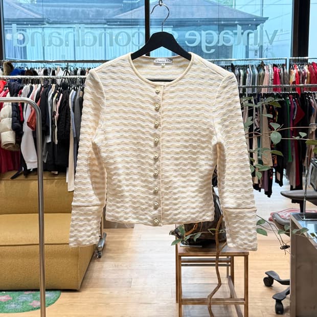 크리스찬 디올 베이지 웨이브패턴 가디건 