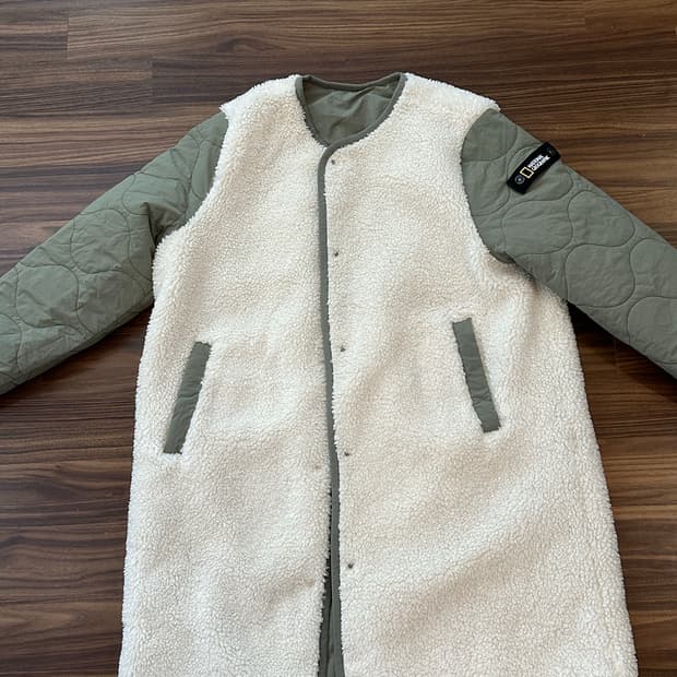 내셔널지오그래픽 양털 롱 리버시블 코트 L