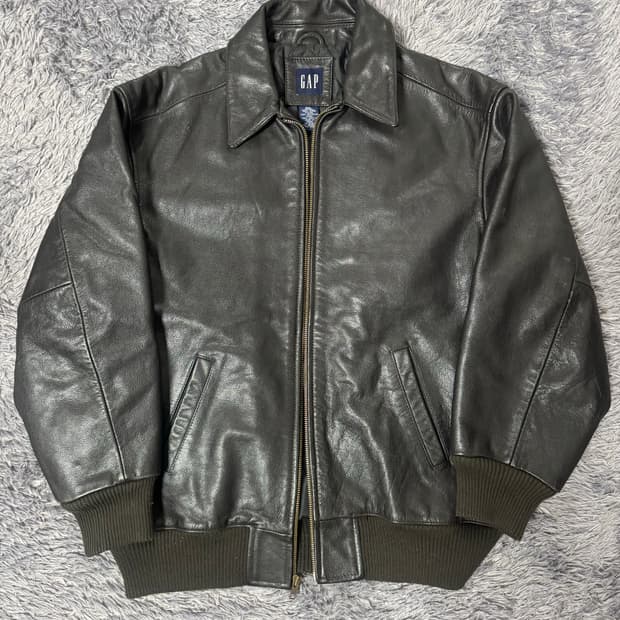 90'S OLD GAP 올드갭 레더 블루종 다크브라운