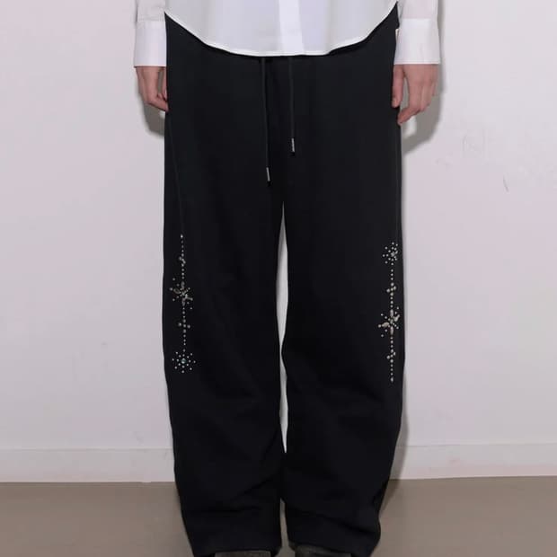 락케이크 스톤 비즈 투웨이 조거 팬츠 블랙