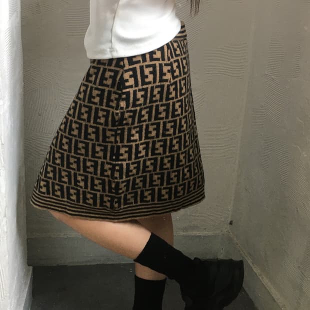 Fendi 펜디 FF 로고 니트 랩 스커트