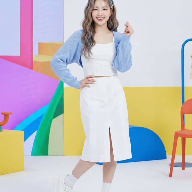 아르마니 익스체인지 화이트 코튼 스커트